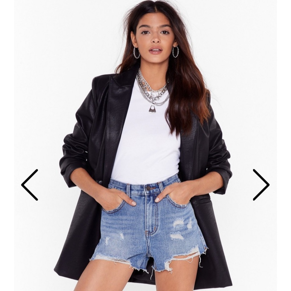 Nasty Gal Distressed High Wasted Denim Shorts
